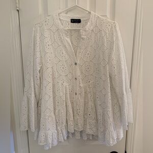 Bella Amore White Eyelet Peplum Top